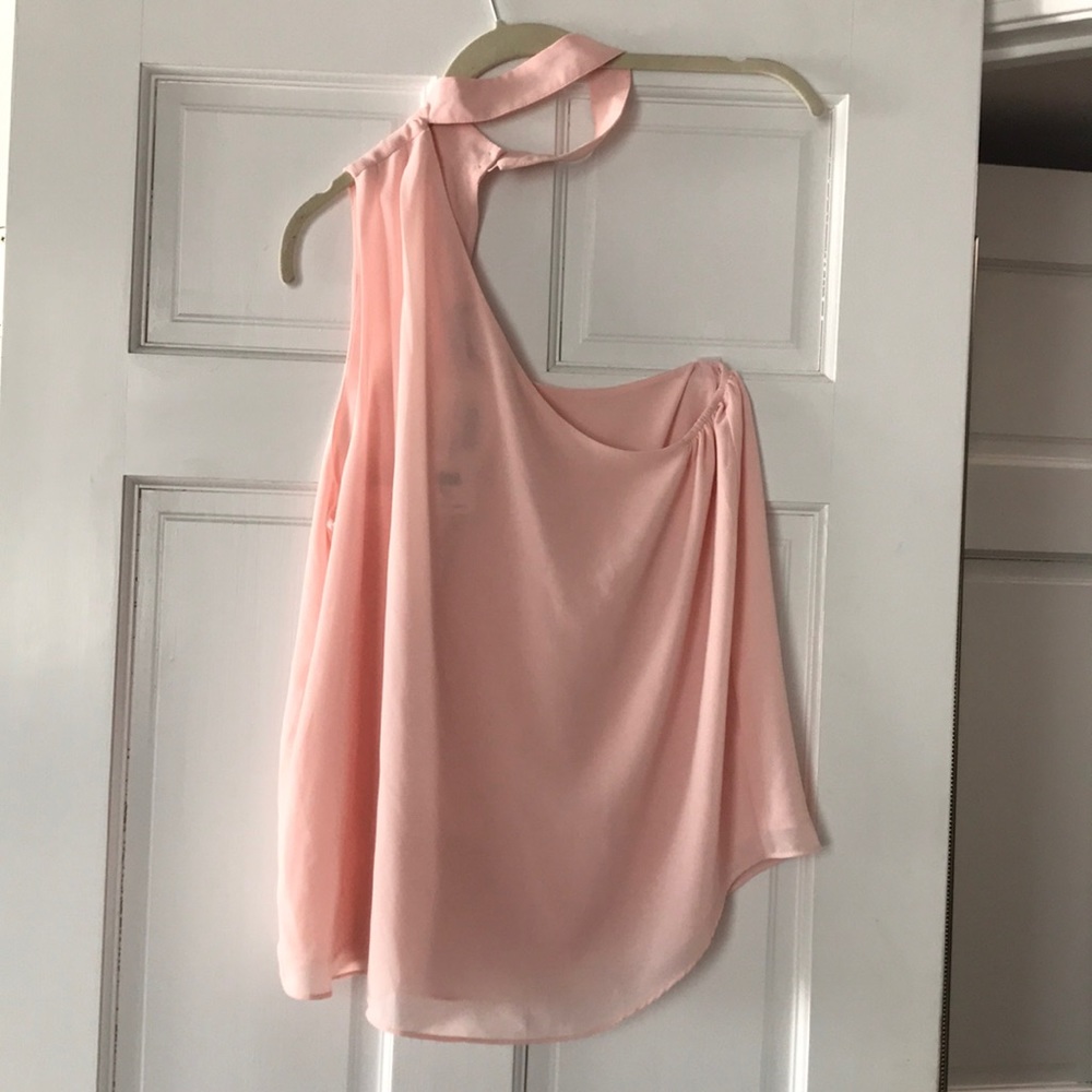 naked zebra one shoulder choker neck blouse